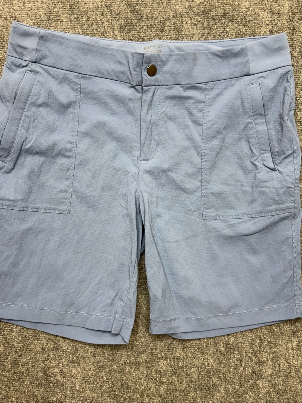 Athleta Trekkie Bermuda 2.0 Shorts Women’s 14 Blue Hiking Travel Nylon Stretch